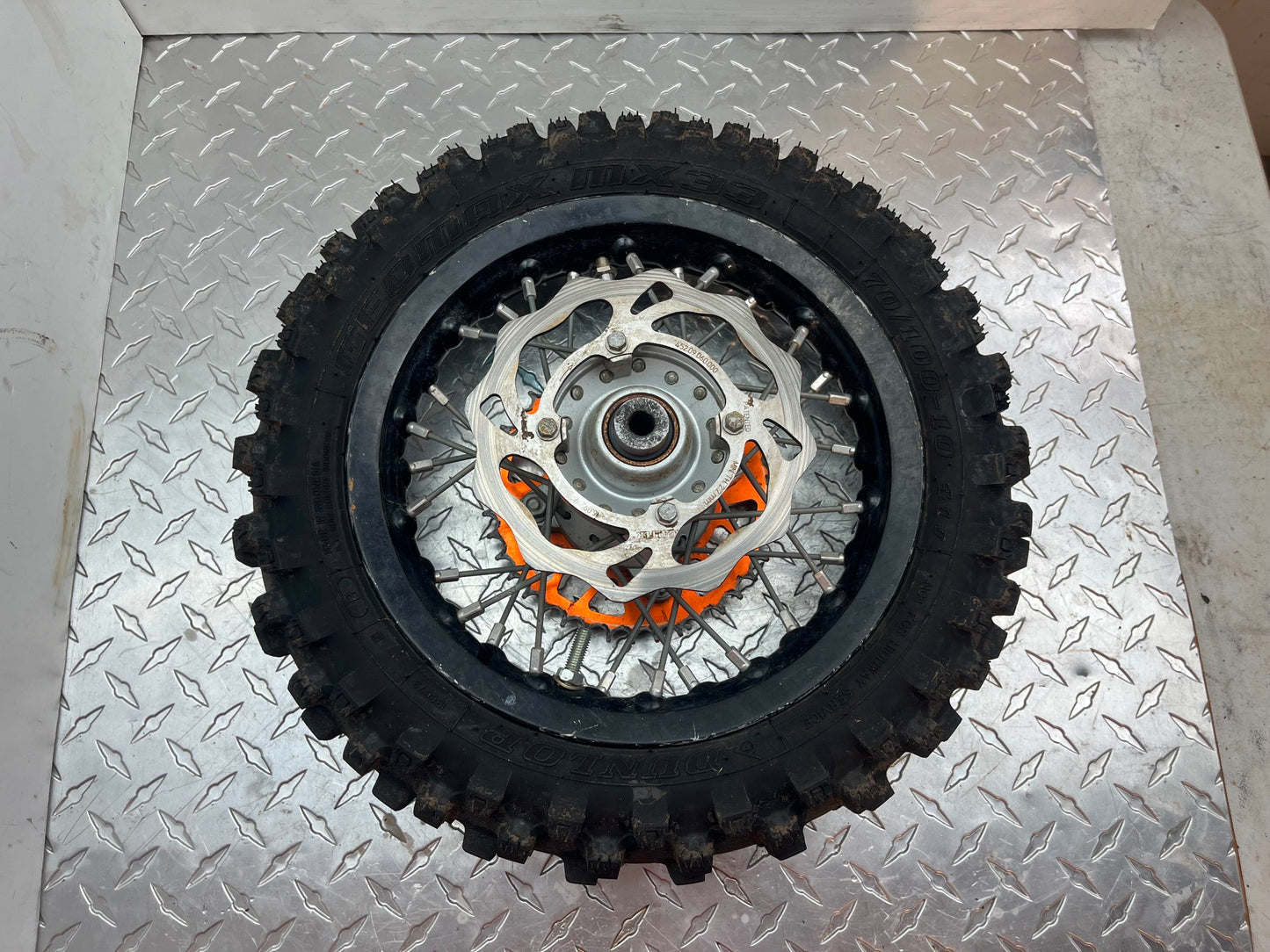 OEM KTM 50 SX REAR WHEEL PART# 45310001044 STRAIGHT NO BENDS OR CRACKS